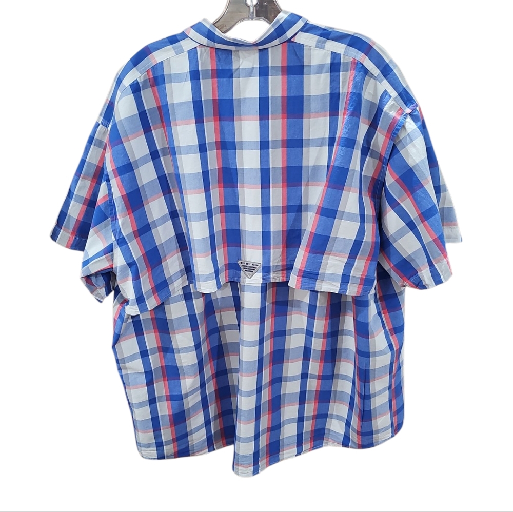 Columbia Super Bonehead Shirt MensLarge Blue Plaid PFG Fishing Camp EUC Sz XL - Picture 2 of 10